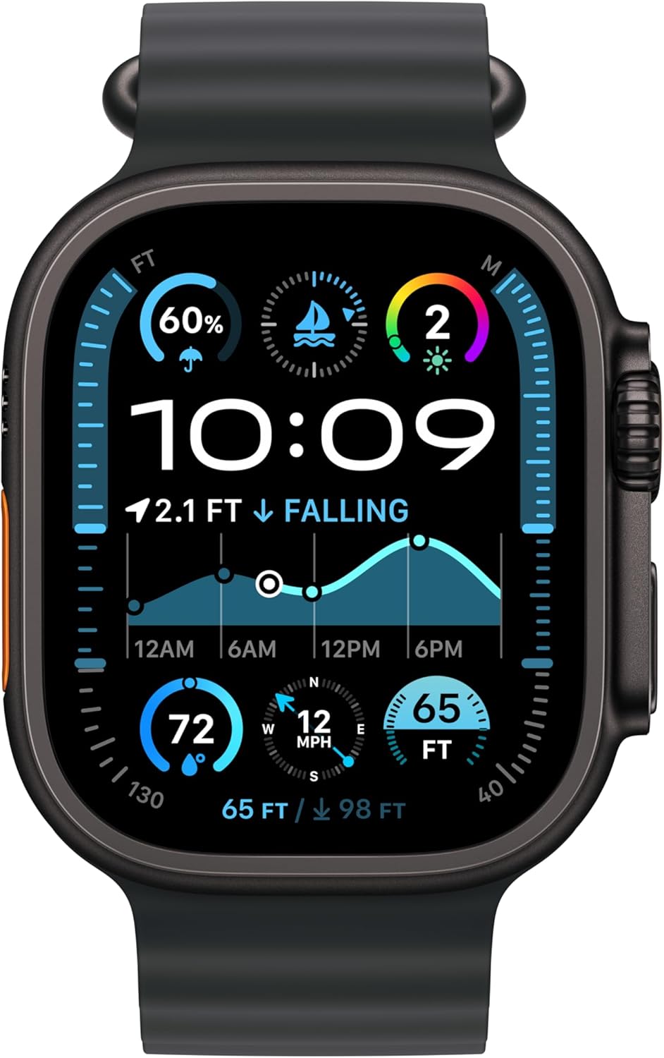 Apple Watch Ultra 2 (GPS + Cellular, 49MM) -Titanium Case with Black Ocean Band (Renewed)