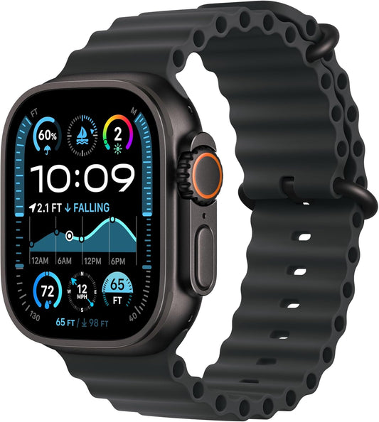 Apple Watch Ultra 2 (GPS + Cellular, 49MM) -Titanium Case with Black Ocean Band (Renewed)