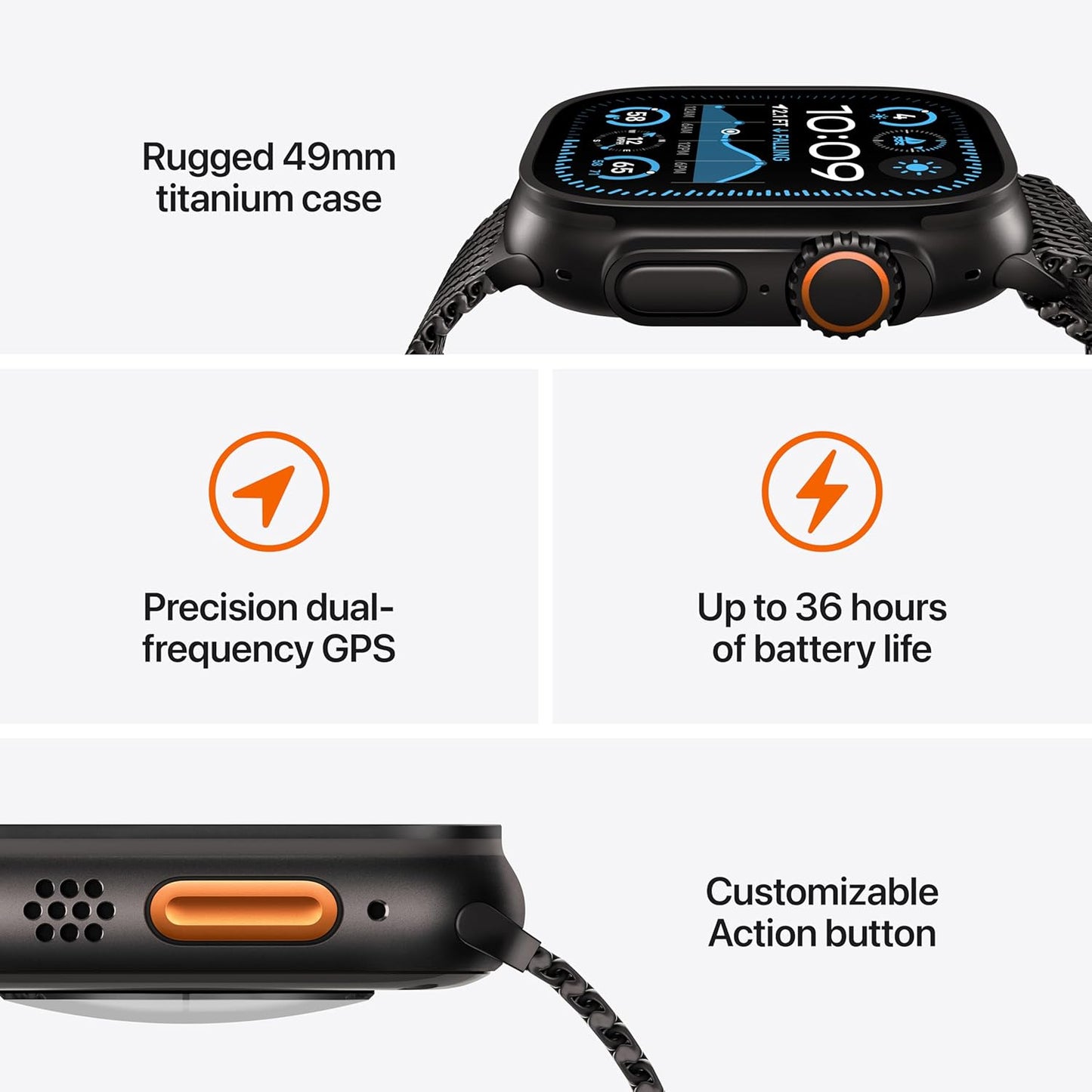 Apple Watch Ultra 2 (GPS + Cellular, 49MM) -Titanium Case with Black Ocean Band (Renewed)